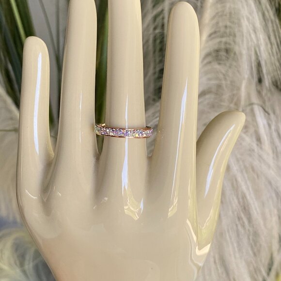 Fifth Avenue Rose Gold AB Crystal Eternity Ring Sz 7 - Picture 4 of 6
